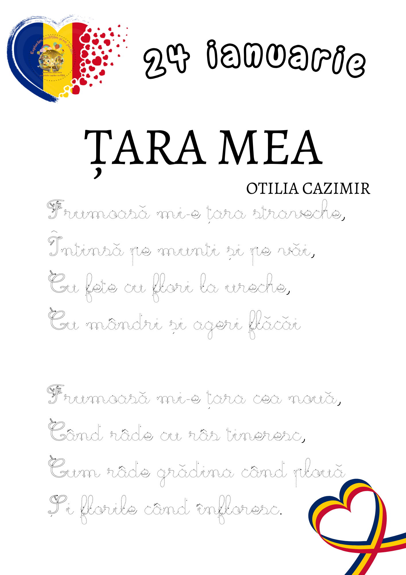 Fișe de lucru pentru 24 Ianuarie - Ziua Unirii Principatelor Române