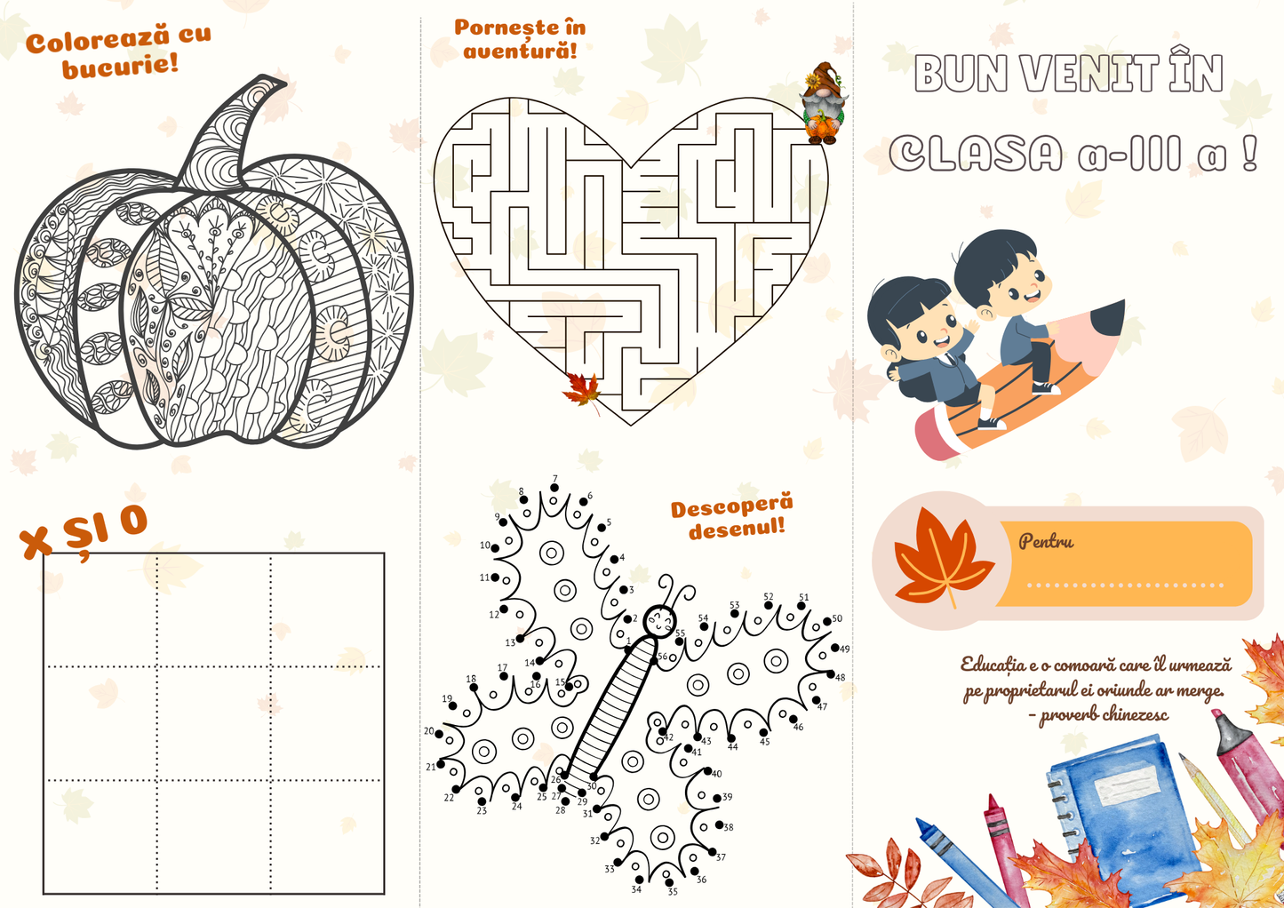 Pliante  pentru prima zi de școală