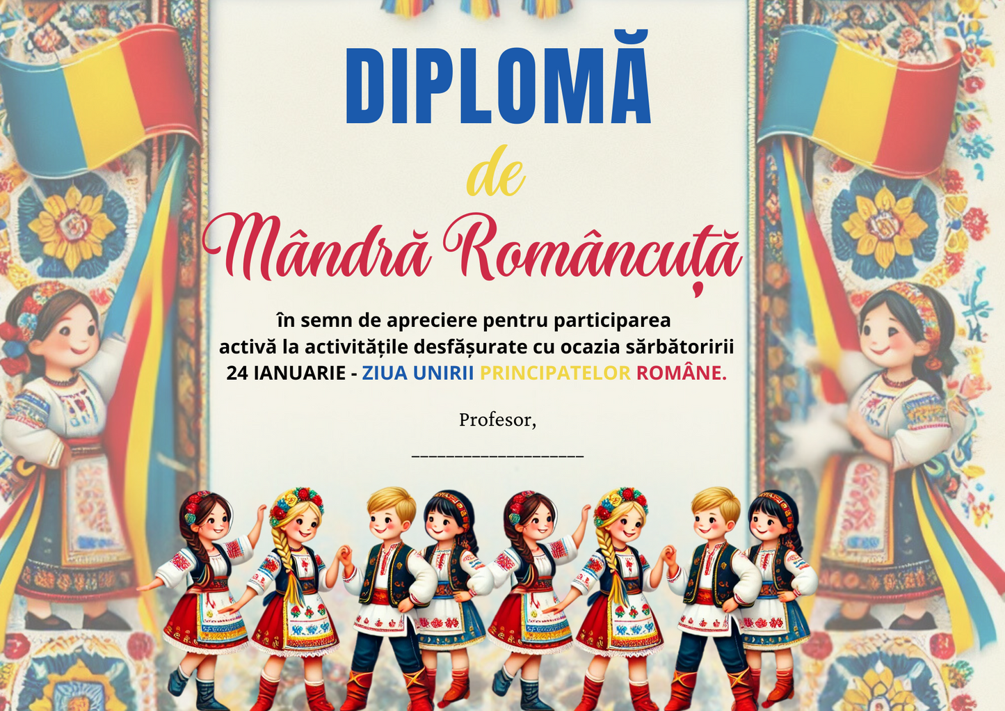 Diplome pentru 24 Ianuarie - Ziua Unirii Principatelor Române